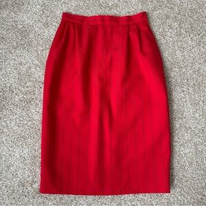 Elegant Red & Black Pinstriped Pencil Skirt